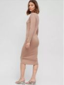 Job Lot | Brand New Stock | Brave Soul Jersey Rib Long Sleeve Midi Dress Camel RRP £32