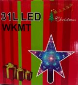 10 x Multicoloured Light-Up 31 LED Christmas Stars.