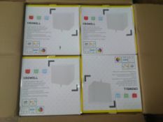 Box of 4 x White RGB Solar-Powered Outdoor IP65 LED Cube Lights.