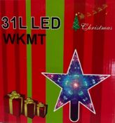 10 x Multicoloured Light-Up 31 LED Christmas Stars.