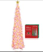 £36.25 HMASYO 5FT Pop Up Christmas Tree With Timer 50 Lights
