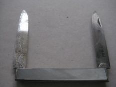 French Mother of Pearl Hafted Silver Twin Bladed Fruit Knife