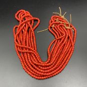 Old Vintage White Heart Glass Beads Strings.