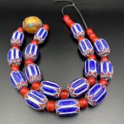Beautiful Chevron Glass Beads With White Heart Glass Beads String.
