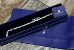 Swarovski 5409771 Tennis Deluxe Round Cut, White, Rhodium Plated Bracelet