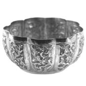 Antique Asian Silver Bowl Repoussé and Chased Decorated With Foliage 100g C. 1900