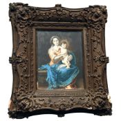 A Fine Antique Florence Grand Tour Portrait Miniature Madonna Oil After Murillo