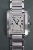 Cartier Tank Francaise Ref. 2303 Chronograph Stainless Steel Wristwatch (28x36mm)