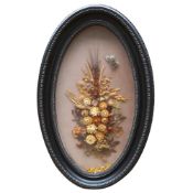 A Large Antique Victorian Framed Handmade Flower Diorama 75cm C.19thC