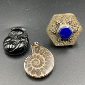 Group of 2 Pendants & 1 Lapis Ring