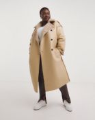 10 x Sherpa Lined Leather Trench Coat Jacket - Plus Size - New - RRP £900.00