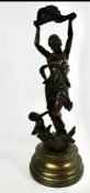 A Decorative Bronzed Figure of Woman and Mermaid H 61cm