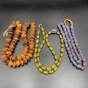 3 Piece Glass Beads Necklace, Beautiful Indian Glass Beads Necklace & String