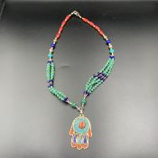 HNN-65, Stunning Ethnic Tibetan Silver Nepalese Traditional Necklace.