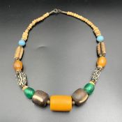 Old African Wood & Resin Tribal Necklace.