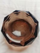 Vintage MCM Sommerso Faceted Heavy Crystal Ashtray In Smokey Quartz