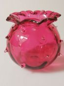 A Fenton Diamond Optic Rose Bowl