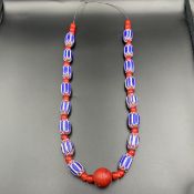 Awesome Chevron Glass Beads With White Heart Beads String.