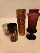 4 Various Ceramic/Studio Pottery Vases, Tankard and Paintbrush
