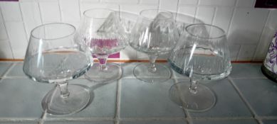 4 x Vintage Cut Crystal Brandy Glasses