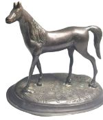 Antique Equestrian Horse Sculpture In Bronze-Finished Spelter