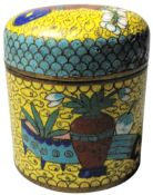 Antique Chinese Cloisonné Enamel Canister Jar