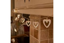 12 x Battery Wooden Heart Fairy Lights, 10 Warm White LEDs RRP £107.88 L5a