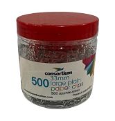 12 x Jars of 500 Large Plain Paper Clips 33mm RRP £9.99 ea L26c