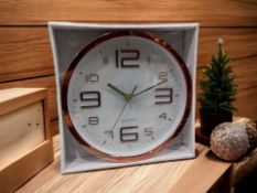 5 x Quartz 29cm Round Copper Finish Wall Clock Kitchen/Dining Room L24