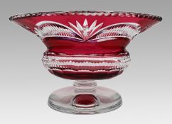 Vintage Ruby Overlay Cut-to-Clear Crystal Centrepiece Vase