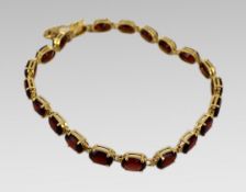 Vintage 14ct Gold and Garnet Line Bracelet