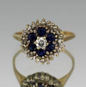 Vintage Sapphire & Diamond 9ct Gold Ring