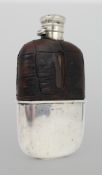Antique Victorian Silver & Leather Hip Flask – Birmingham 1890