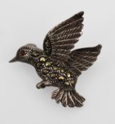 Vintage Marcasite Bird Silver Brooch