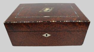 Antique Regency Writing Slope – Amboyna Veneer with Inlay (c.1820–1835)