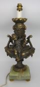 Vintage Gilt Brass Cherub Onyx Table Lamp