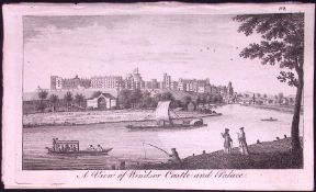 Windsor Castle Berkshire Rare 1776 Georgian Copper Plate Antique Engraving -48