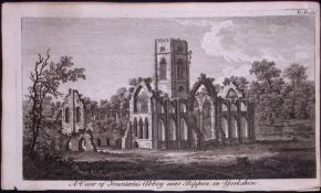 Fountains Abbey Yorkshire Rare Georgian Copper Plate Antique Engraving 1776-13