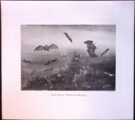 Horseshoe Bats Hunting Their Prey Rare Limited-Edition J.G. Millais Antique Print.