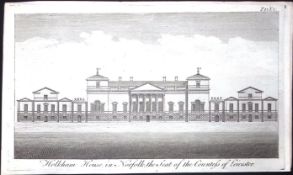 Norfolk Holkham House Rare Georgian Copper Antique 1776 Engraving-140a.