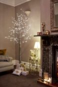 Jaymark Products 210cm Snowy Effect Brown Christmas Twig Tree Pre Lit With 96 Warm White LED