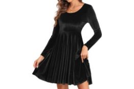 6 x Women Velvet Dress A-Line Long Sleeve Dresses