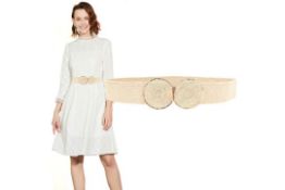 21 x Straw Woven Elastic Stretch Waist Belts For Women Total RRP £297.99
