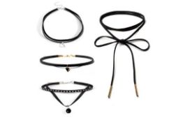 15 x Double Layer Elegant Black Ribbon Necklaces For Women Lb40