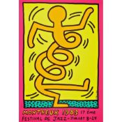 Keith Haring 1983 Poster (Pink) For The Montreux Jazz Festival.