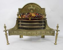 Large Vintage Brass Adam Style Electric Fire Grate with Glass Coals