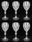 Set of 6 Brier Glass Vine Pattern Wine Glasses
