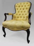Victorian Mahogany Button-Back Armchair – c.1860