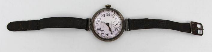 Antique Silver J.W. Benson Trench Wristwatch, London 1915