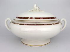 Royal Worcester Red & White Grosvenor Lidded Tureen